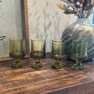 Set of 4 Vintage Uranium Tiffin Franciscan Madeira Citron Green Water Goblets